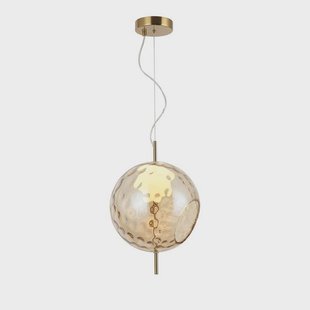 Viokef LED hanglamp Dalia, Ø 30 cm, amberkleurig/goudkleurig, glas