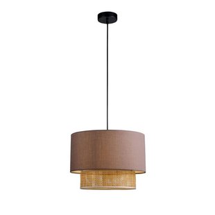 Viokef Hanglamp Rika, Ø 34 cm, grijs/naturel, stof/rotan