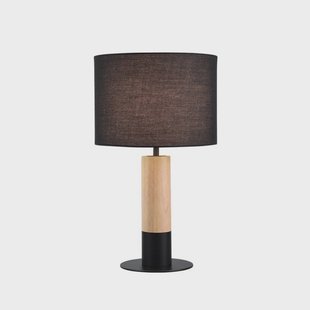Viokef Tafellamp Carroll, hout licht/zwart, hoogte 43 cm, stof