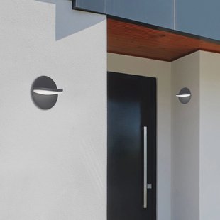 Viokef LED buiten wandlamp Letty, donkergrijs, Ø 18 cm, metaal, IP65