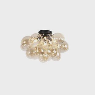 QAZQA Smart plafondlamp zwart met amber glas incl. 4 Wifi G9 - Uvas