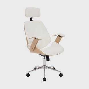 sweeek - Bureaustoel met wielen, gebogen hout en kunstleren afwerking sweeek - Bureaustoel met wielen, gebogen hout en kunstleren afwerking