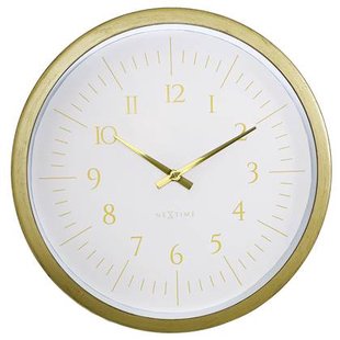 NeXtime - Wandklok 40 cm-Goud|Wit-Plastic-NeXtime &apos;Galaxy&apos;