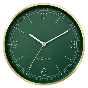 NeXtime - Wandklok 25cm - Stil - Goud|Groen - Metaal - NeXtime