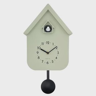 NeXtime - Wandklok 21,5x41,5x8,5 cm - Pendule - Olijfgroen - Plastic -