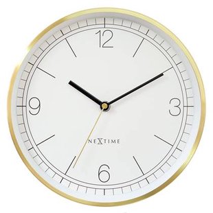 NeXtime - Wandklok 25cm - Stil - Goud|Wit - Metaal - NeXtime &apos;Bolero&apos;