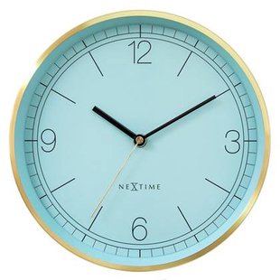 NeXtime - Wandklok 25cm - Stil - Goud|Turquoise - Metaal - NeXtime NeXtime - Wandklok 25cm - Stil - Goud|Turquoise - Metaal - NeXtime