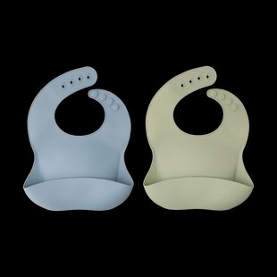 Scandi Living Silly slabbetje siliconen 2-pack Green-blue