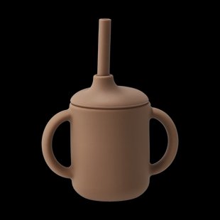 Scandi Living Idun beker met rietje siliconen 120 ml Hazel
