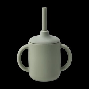 Scandi Living Idun beker met rietje siliconen 120 ml Green