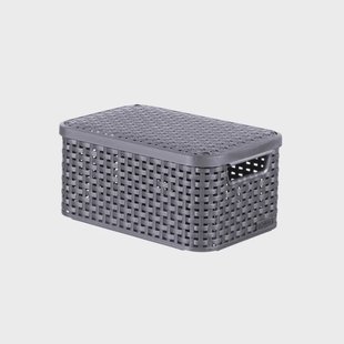 Curver opbergmand met deksel klein - grijs - 13x29x19 cm