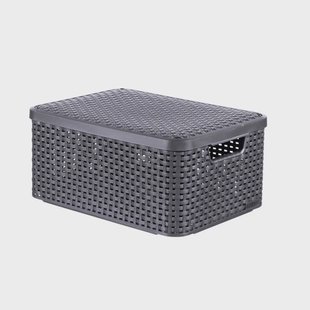 Curver opbergmand met deksel middel - grijs - 19x40x29 cm