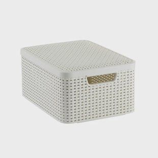 Curver opbergmand met deksel middel - wit - 19x40x29 cm