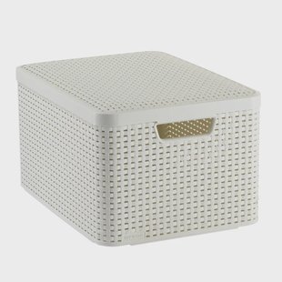 Curver opbergmand met deksel groot - wit - 23x44x33 cm