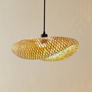 Lindby hanglamp Eleane, bamboe, naturel, lengte 50 cm, E27