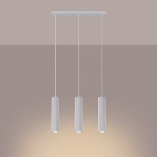 SOLLUX LIGHTING Carbon hanglamp, wit, lengte 45 cm, aluminium, 3-lamps.