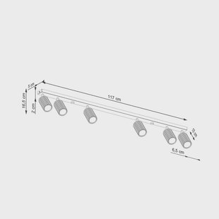 SOLLUX LIGHTING Plafondspot carbon, wit, lengte 117 cm, aluminium, 6-lamps.