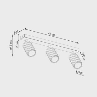 SOLLUX LIGHTING Plafondspot carbon, zwart, lengte 45 cm, aluminium, 3-lamps.