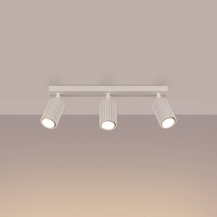 SOLLUX LIGHTING Carbon plafondspot, beige, lengte 45 cm, aluminium, 3-lamps.