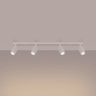 SOLLUX LIGHTING Carbon plafondspot, beige, lengte 81 cm, aluminium, 4-lamps.
