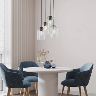 TK Lighting Hanglamp Molly, Ø 38 cm, veelkleurig, metaal, glas, 4-lamps.