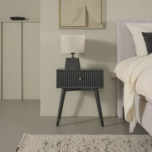 Nachtkastje Sem - Zwart - Hout - 45x55x35cm (BxHxD)