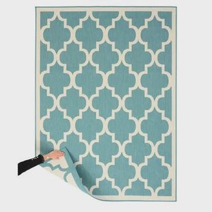 Tapeso Retro buitenkleed - Flip Lucky turquoise - 200x280 cm
