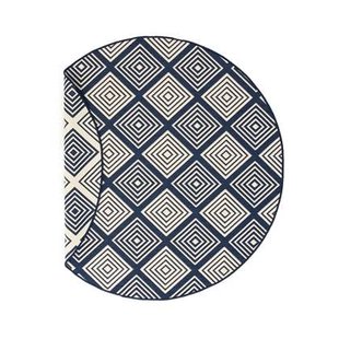 Tapeso Rond Buitenkleed ruit - Flip Gem donkerblauw - 160 cm