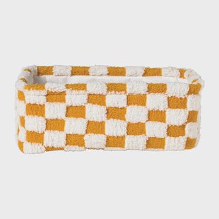 Mand checks klein - oranje/wit - 11x30x20 cm