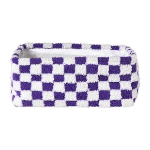 Mand checks groot - paars/wit - 15x36x26 cm