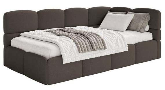 Jeugdbed Chloe rechts bouclé 90x200 met opbergruimte | NADUVI Collection