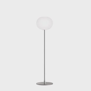 Flos Glo-ball F1 vloerlamp Wit opaalglas-matzilveren standaard