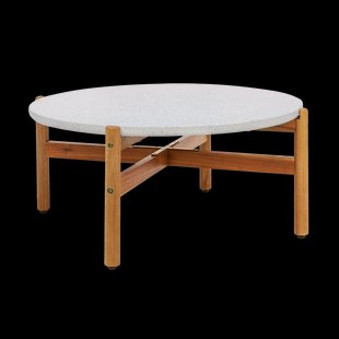 Teresa houten tuin salontafel naturel met terazzo blad - Ø 85 cm