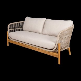 Teresa houten tuin loungebank beige  - met zitkussens