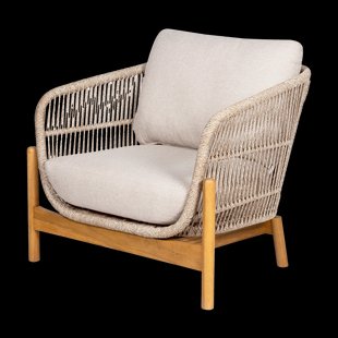 Teresa houten tuin loungefauteuil  beige - met zitkussens