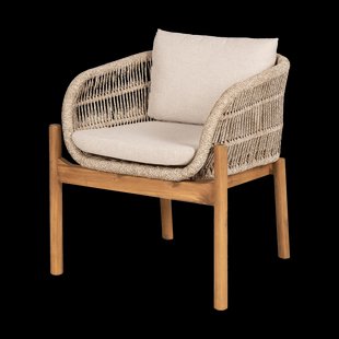 Teresa houten tuinstoel beige - met zitkussens