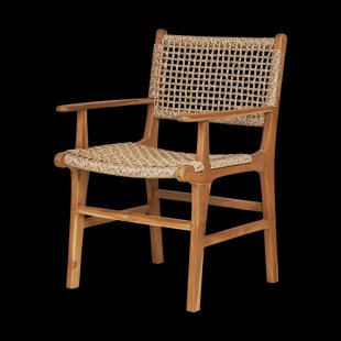 Elodie houten tuinstoel naturel met rotan - met armleuningen