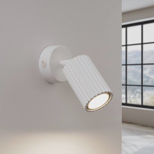 SOLLUX LIGHTING Wandspot carbon, wit, projectie 16 cm, schakelaar, aluminium