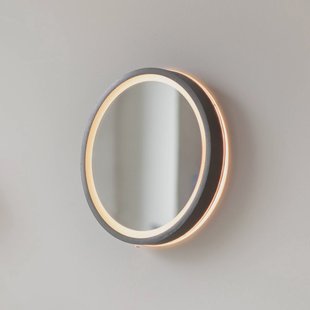 Paul Neuhaus LED-wandspiegel VIDRO, grijs, Ø 26 cm, powerbank, schakelaar