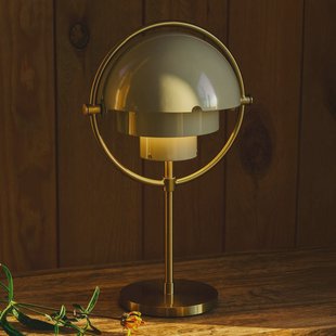 Gubi Akku-tafellamp-Multi-Lite, messing/grijs, hoogte 30 cm