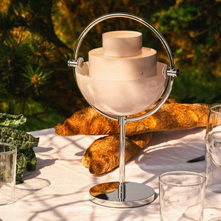 Gubi Akku-tafellamp-Multi-Lite, chroom/paars, hoogte 30 cm