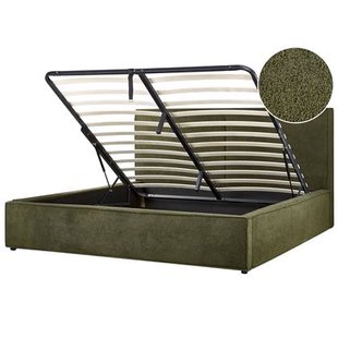 Beliani-MOISSAC-Tweepersoonsbed-Donkergroen-180 x 200 cm-Polyester