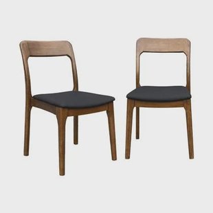 sweeek - Vintage stoel van heveahout en stof (set van 2)