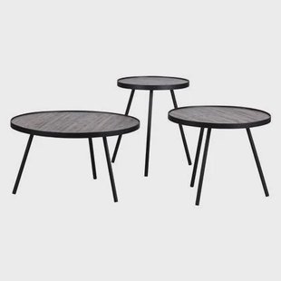 WOOOD Lize Bijzettafels - Hout|metaal - Set van 3 WOOOD Lize Bijzettafels - Hout|metaal - Set van 3