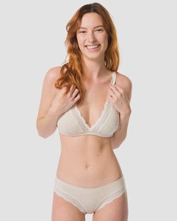 HEMA Dames brazilian rib met kant naturel (naturel)