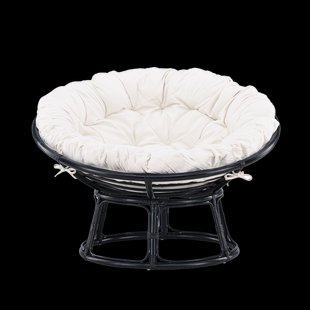 Camiel rotan loungestoel zwart - met wit zitkussen