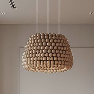 Lucande hanglamp Melori, hout, naturelkleurig, Ø 51 cm, E27