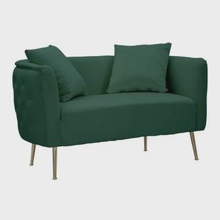 Bucarest - 2-sitzs Bank in metaal en stof goud en groen