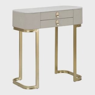 Beauty - Console met 2 lades in hout en beige stof