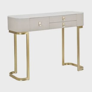 Beauty - Console met 3 lades in hout en beige stof